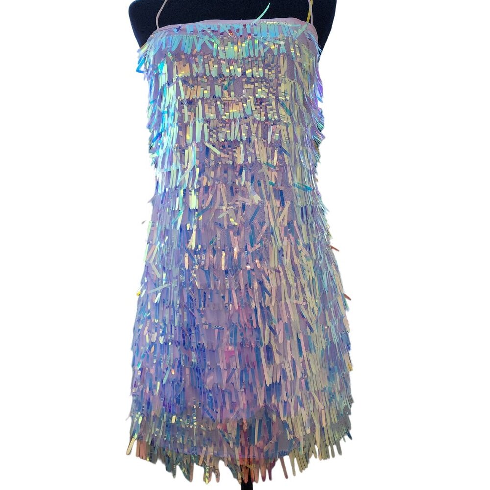 Holiday Beaded Fringes Luxury Designer Runway Cocktail Evening Party Prom Dress - Picture 6 of 15